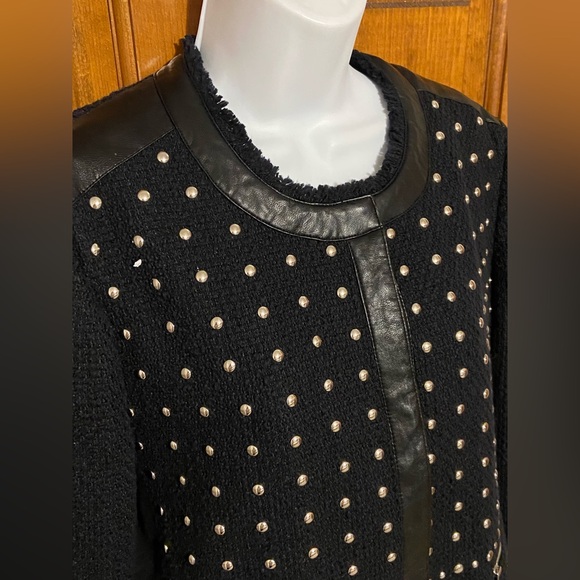 Peter Nygard Black Woven Studded Icon Jacket Snap Closer Women’s Size 12 -16 - Picture 5 of 13